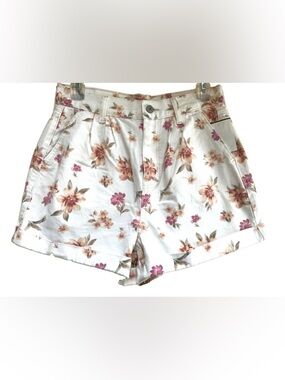 American Eagle White Floral Print Mom  Shorts Size 2